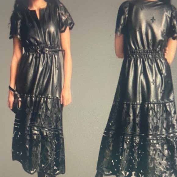 NWT Anthropologie The Somerset
Faux Leather Embroidered
Cutwork Maxi Dress - Picture 1 of 1